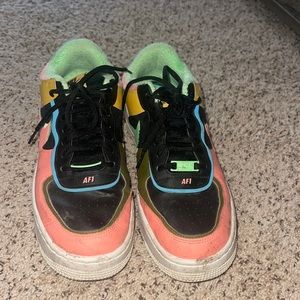 Colorful fuzzy Air Force 1s, Women’s Size 10